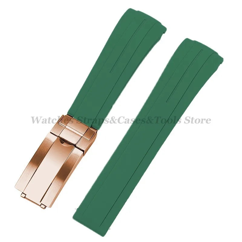 Curved Rubber Watch Strap for Rolex Daytona/Submariner – 20–22mm, Silicone