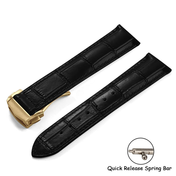 Calfskin Leather Watch Strap 19mm20mm 21mm 22mm For Omega 007 Seamaster 300 De ville AT150 Commander Folding Buckle Bracelet Men