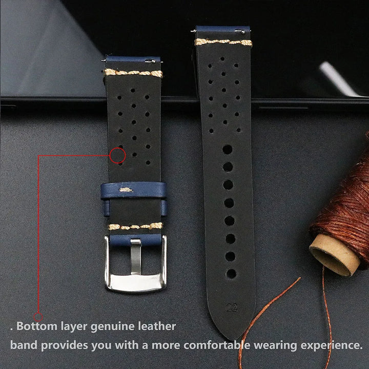 Fashion Quick Release Top Grain Leather Watch Band 20mm 22mm