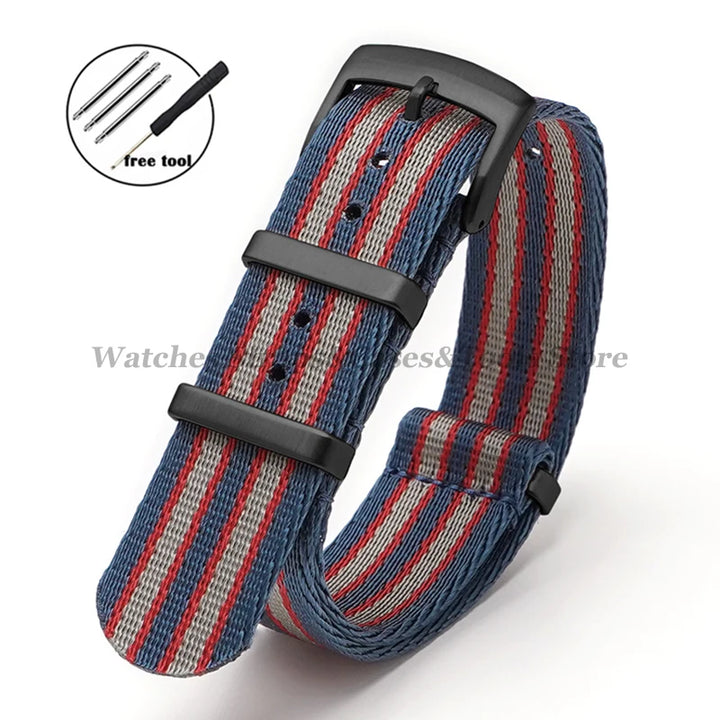 Nylon Watch Strap for Omega 007 for Seamaster 300 Canvas Watchband 18mm 20mm 22mm 24mm for Seiko Men Sport Bracelet Wrist Band