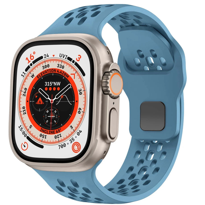 Silicone strap For iwatch series 9 8 7 6 5 4 3 SE Ultra 2 49mm Breathable Bracelet for Apple Watch 44mm 45mm 40mm 41mm 42mm 38mm