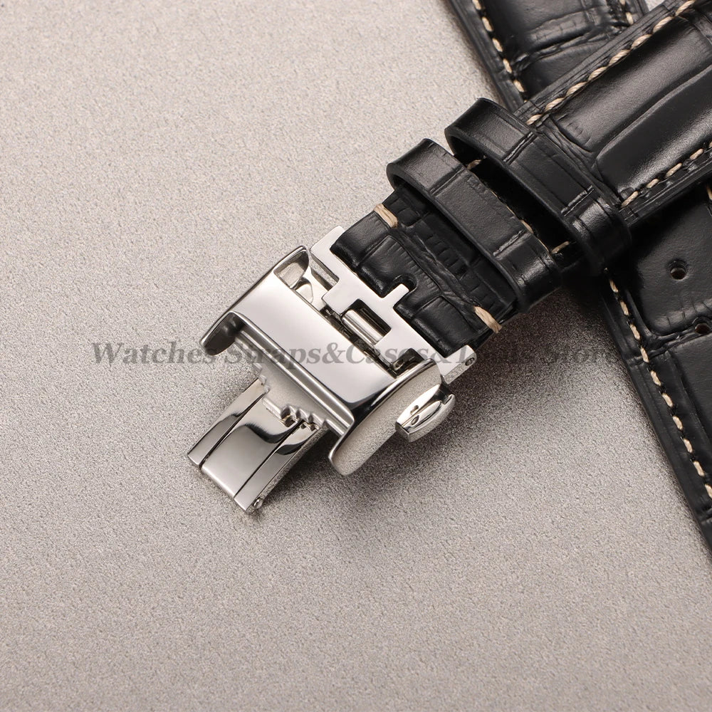 18mm 19mm 20mm 21mm 22mm Cowhide Leather Watch Strap for Longines Watch Bracelet Universal Butterfly Clasp Wristband Replacement