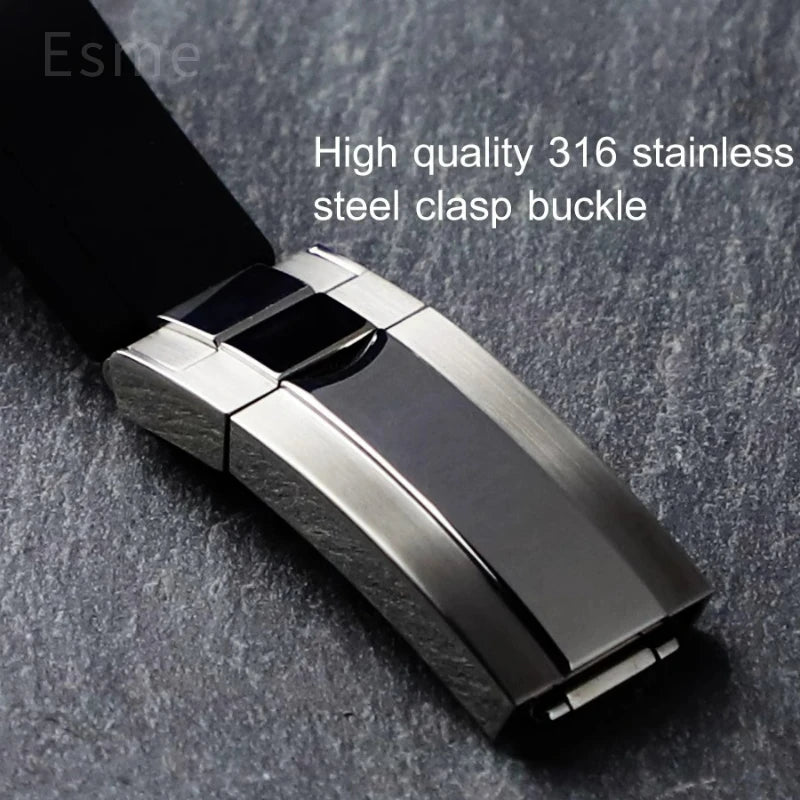 Flat Interface Silicone Watch Strap 20mm for Rolex Daytona & GMT 2