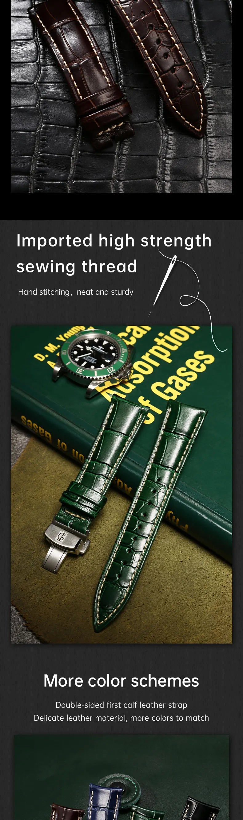 Maikes Luxury Brand Leather Watch Straps 20mm 21mm 22mm Accessories Watchbands Braceletes For Rolex Breitling Omega Watch Bands