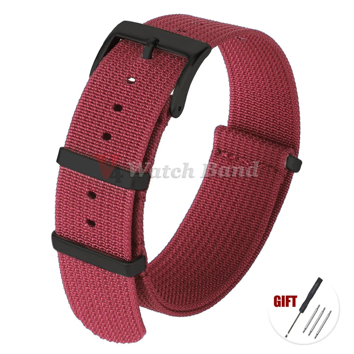 Universal Fabric Nylon Watch Strap with Black Buckle (20/22mm)