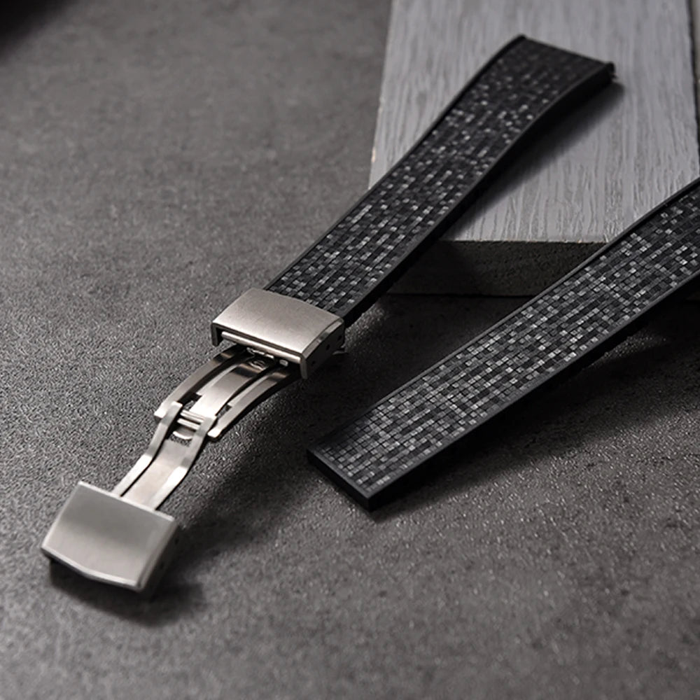 JUELONG Mosaic FKM Rubber CTS Strap 20mm 22mm Quick Release Spring Clasp For Perfect Fit Flat End Universal Watch Straps