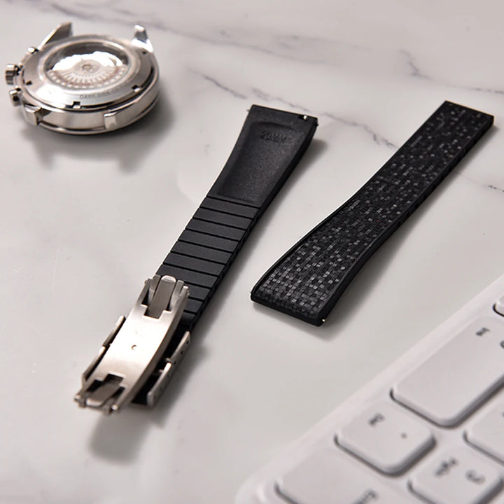 JUELONG Mosaic FKM Rubber CTS Strap 20mm 22mm Quick Release Spring Clasp For Perfect Fit Flat End Universal Watch Straps