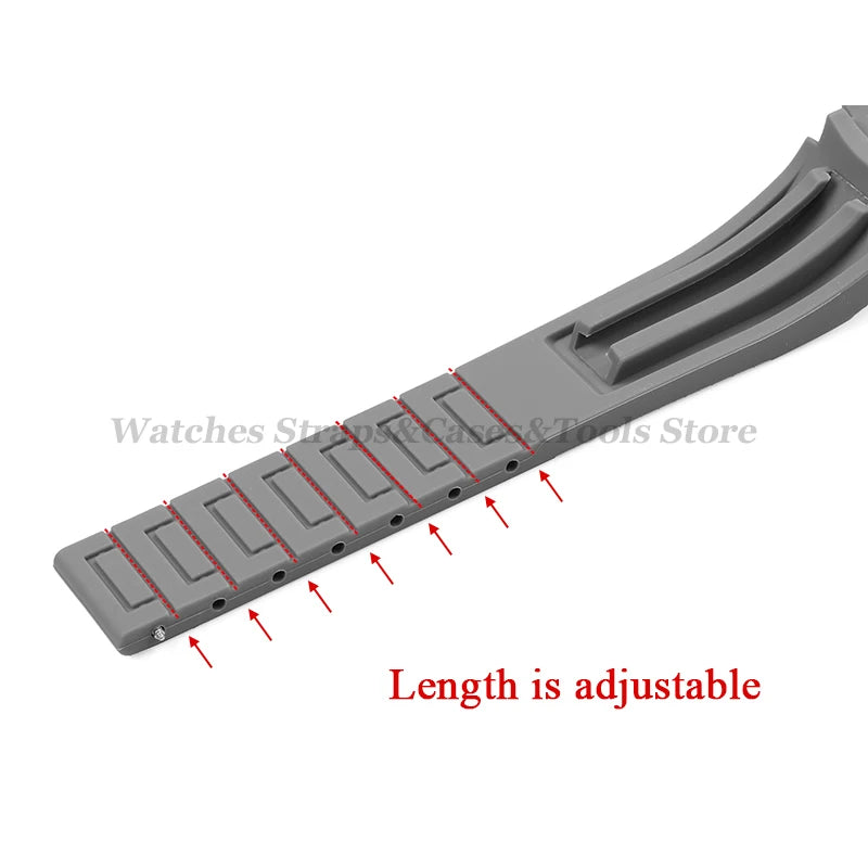 Curved End Silicone Rubber Watch Band 20–22mm for Rolex Water Ghost