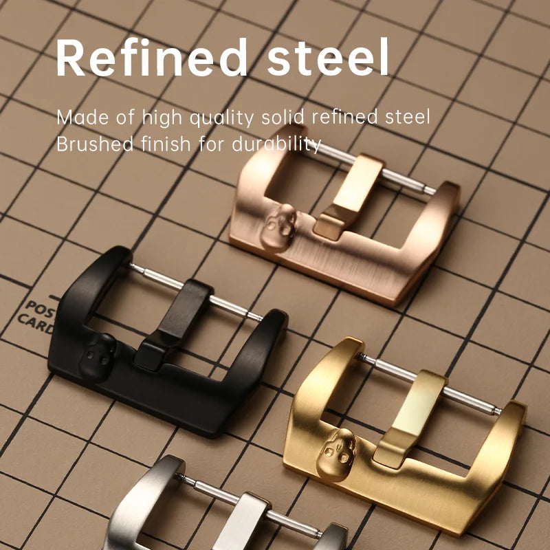 Maikes Skull Watch Buckle 316L Stainless Steel 18mm 20mm 22mm Black Rose Gold Leather Strap Clasp