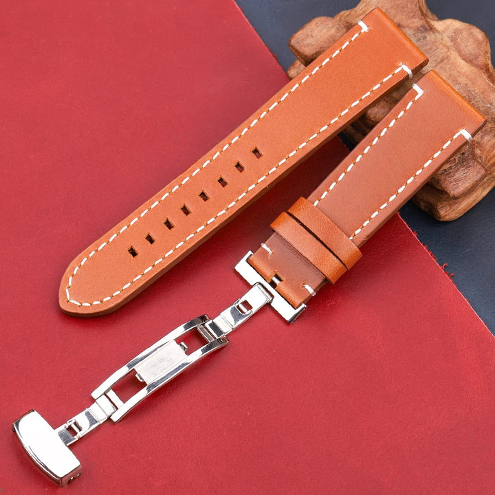 Genuine Leather Watch Strap Bracelet 7 Colors Quick Release Watchband 18 20 22 24mm Bracelet Butterfly Buckle Band