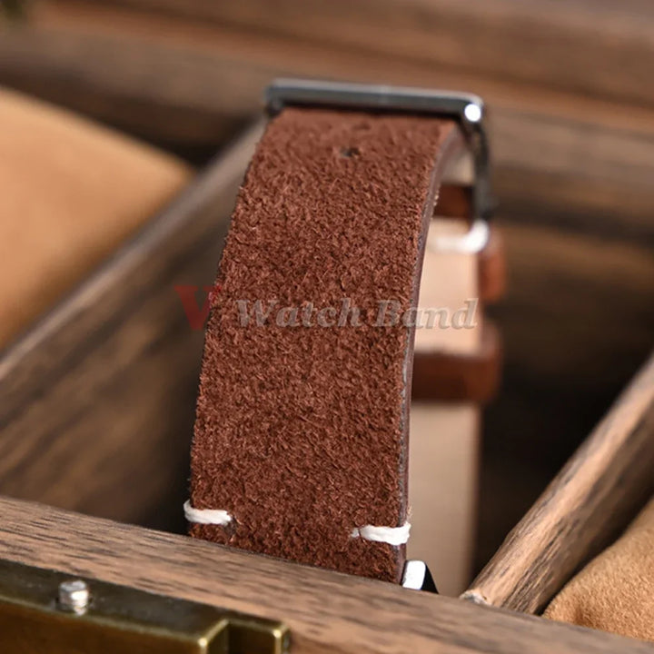 Soft Suede & Calfskin Watch Band 16–22mm (Quick Release, Brown)