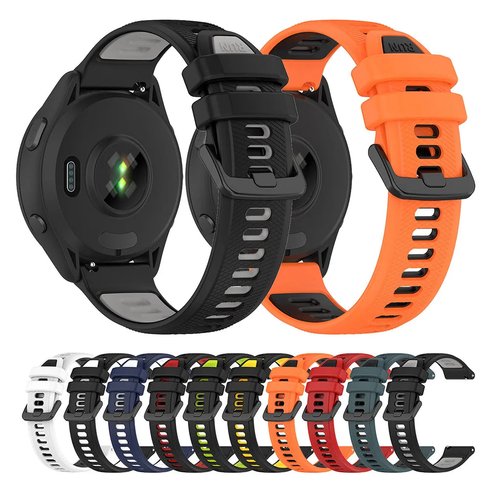 Silicone Strap for Garmin Forerunner 165/245/255/265 & Huawei Watch GT4/GT5 – 18/20/22mm