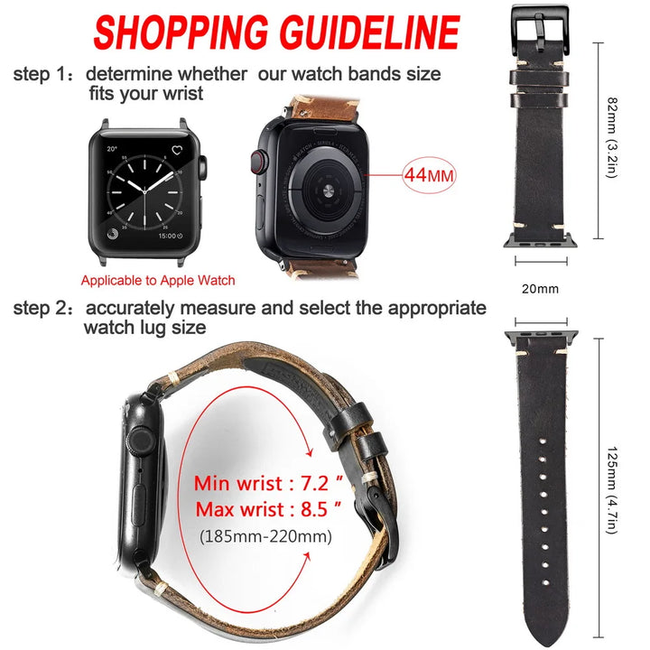 HEMSUT Compatible With Apple Watch Band Horween Leather Watch Strap For iWatch 42mm44mm45mm 38mm40mm41mm For Series7 6 5
