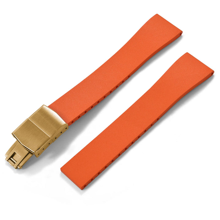 JUELONG CTS FKM Rubber Watch Strap 16–22mm Quick Release with Gold