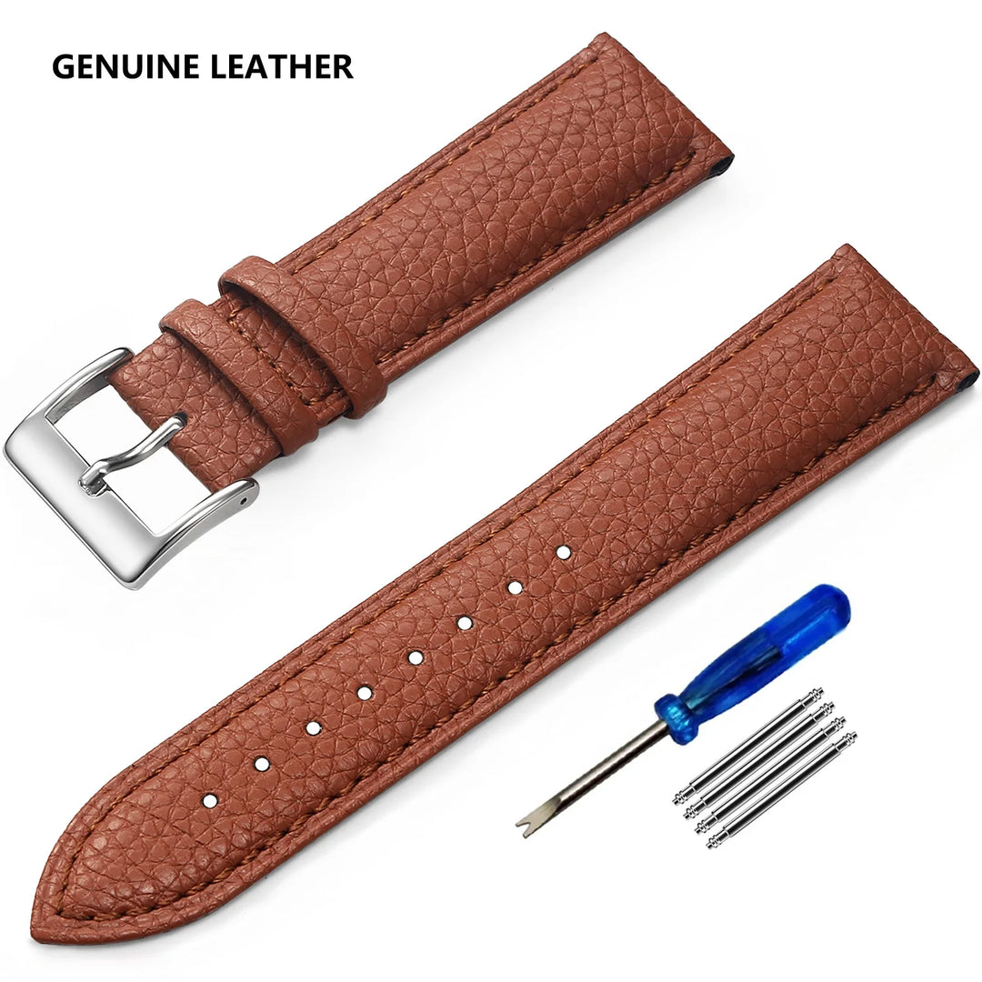 Genuine Leather Watch Strap – 12–24mm with Tool