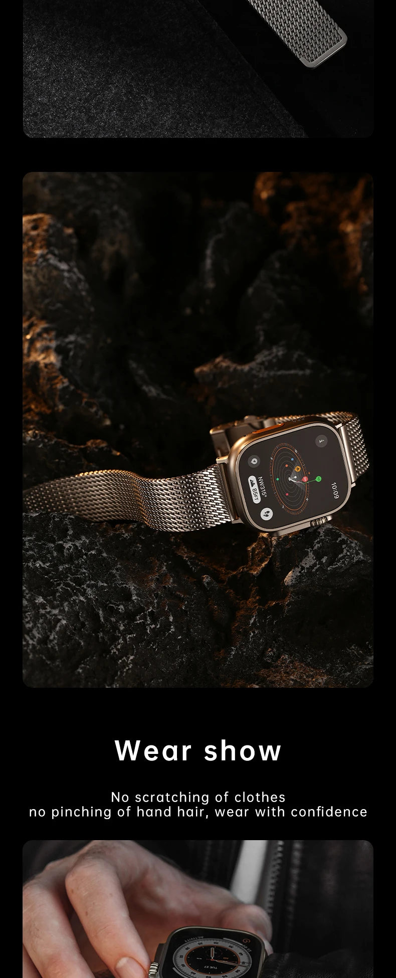 Luxury Milanese Mesh Apple Watch Ultra 2 Band, 316L Stainless Steel Watch Strap, For Apple Watch 49mm 45mm 44mm 41mm 40mm