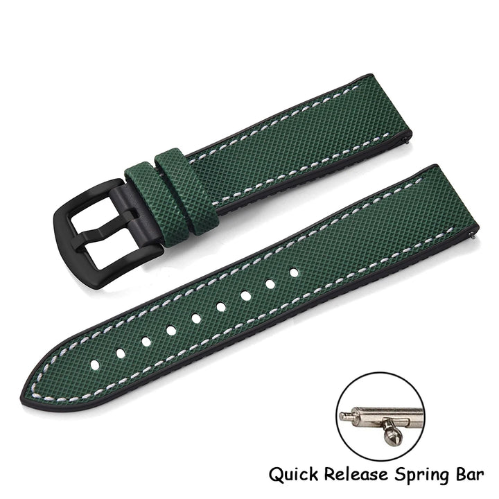 Qucik Release FKM Rubber Strap 18/20/22/24mm Sailcloth Leather Watch Bands Waterproof Nylon Bracelet For Omega Tissot IWC Seiko