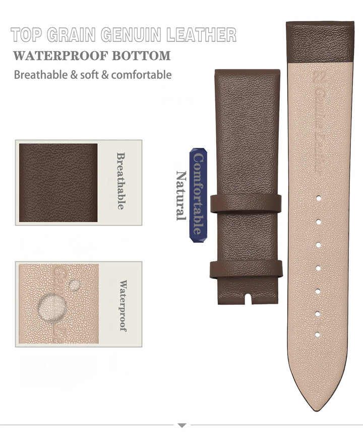 Minimalist Leather Watch Strap 12–22mm