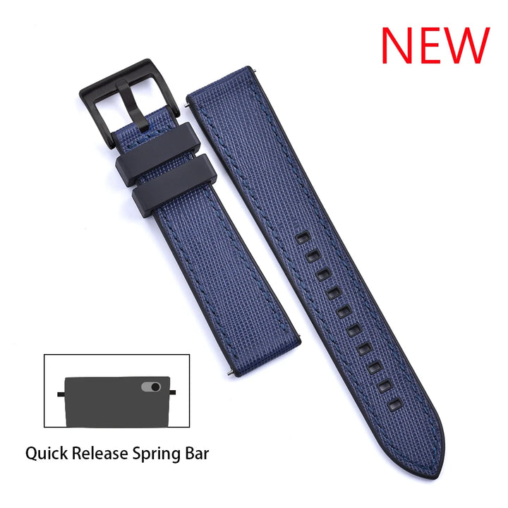 JUELONG New Design FKM Watch Strap 20mm 22mm Quick Release Hybrid Fluoro Rubber Saffiano Leather Watchbands