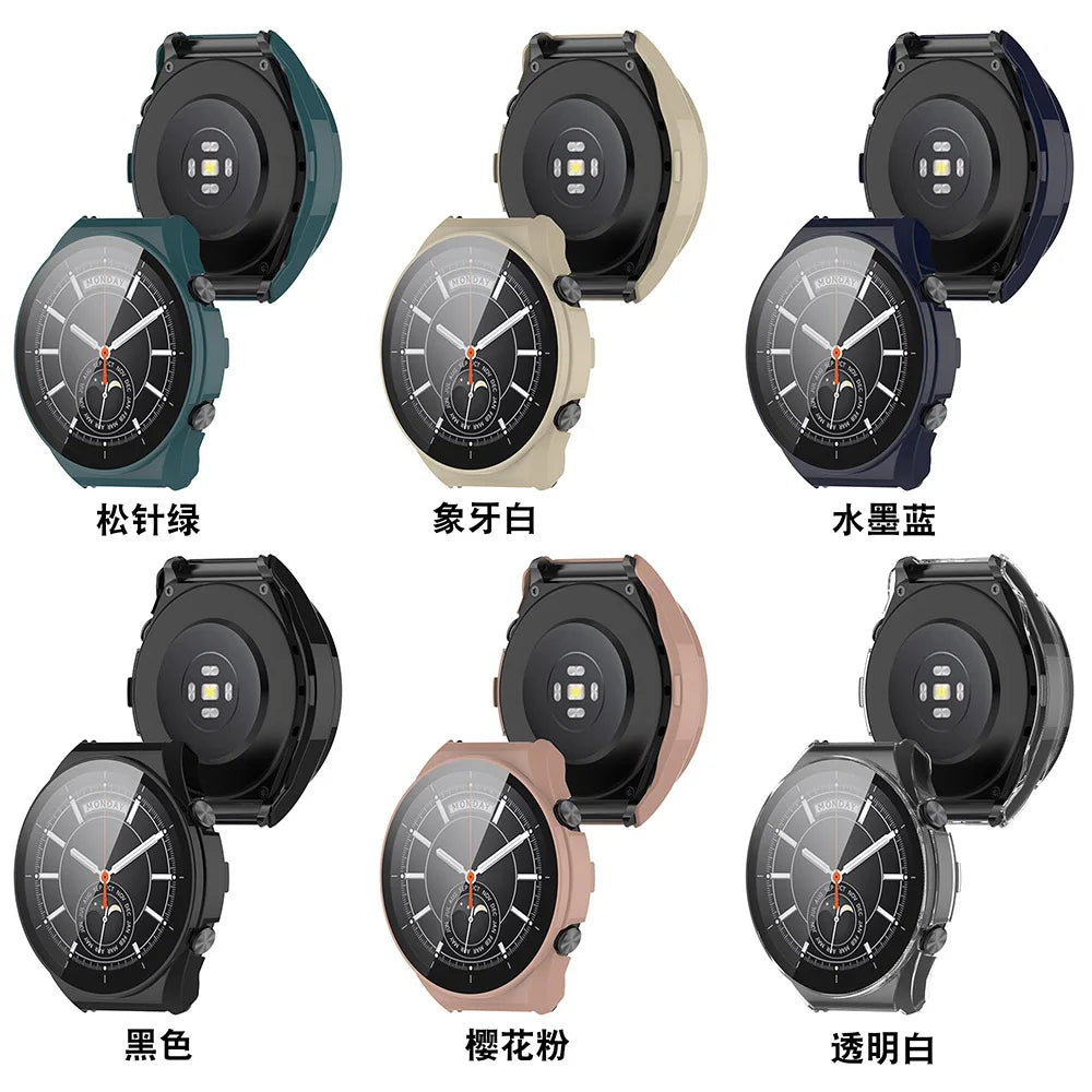PC + Tempered Glass Protective Case for Xiaomi Watch S1 – Full Screen Cover