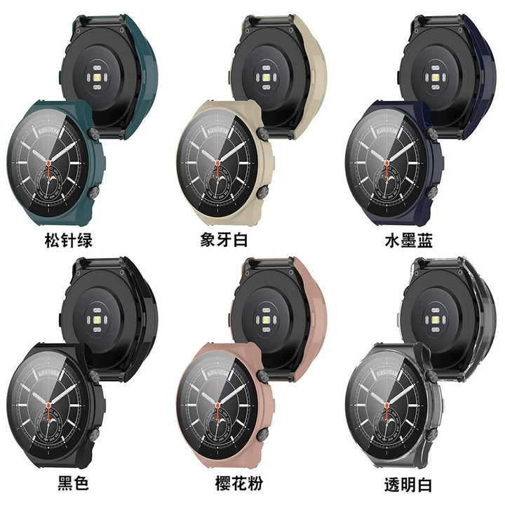 PC + Tempered Glass Protective Case for Xiaomi Watch S1 – Full Screen Cover