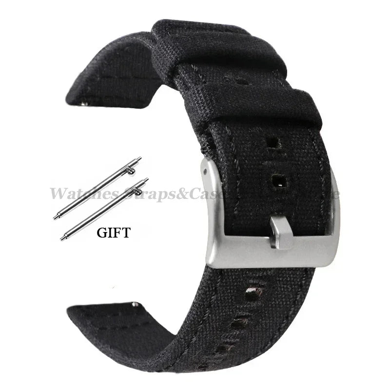 Braided Canvas Watch Strap 18–22mm