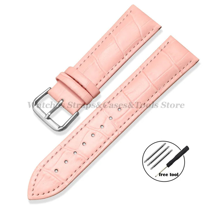 Calfskin Leather Strap Slub Pattern 12/13/14/15/16/17/18/19/20/21/22/23/24mm Universal Watchband for Samsung SmartWatch Bracelet