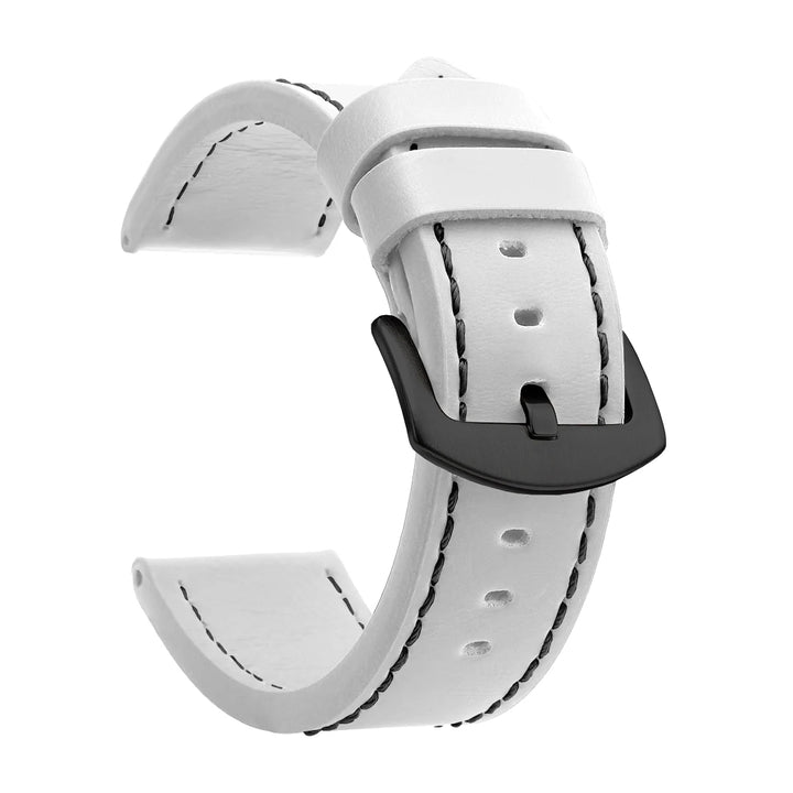 Fashion Vintage Leather Watch Strap – 18–24mm, Stainless Steel Buckle