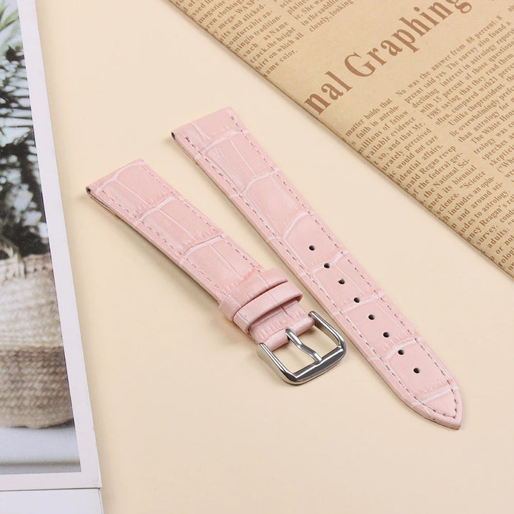 10mm–24mm Genuine Calfskin Leather Watch Strap (Slub Pattern, Universal)