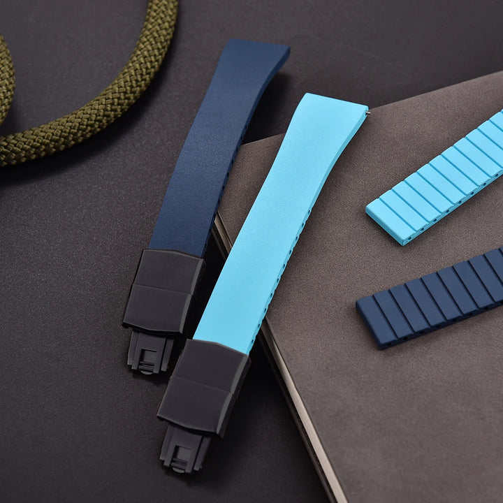 JUELONG FKM CTS Rubber Strap Quick Release Butterfly Black Buckle 16mm 18mm 19mm 20mm 21mm 22mm CTS Rubber WatchBand Cut to Size