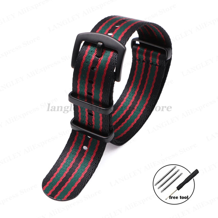 Premium Nylon Watch Strap 20/22mm (Black Buckle)