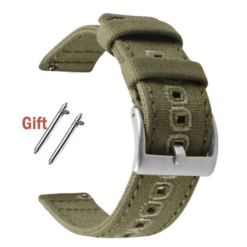 Braided Canvas Watch Band for Samsung Galaxy 3/4 40mm 44mm Classic 46/42mm Quick Release Bracelet for Huawei Strap18mm 20mm 22mm