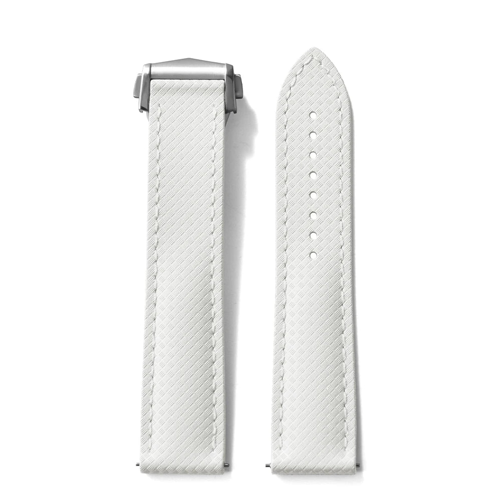 JUELONG New Tropical Waffle CTS White FKM Watch Strap Quick Release 20mm 22mm Fluororubber Traditional Diving Watch Band