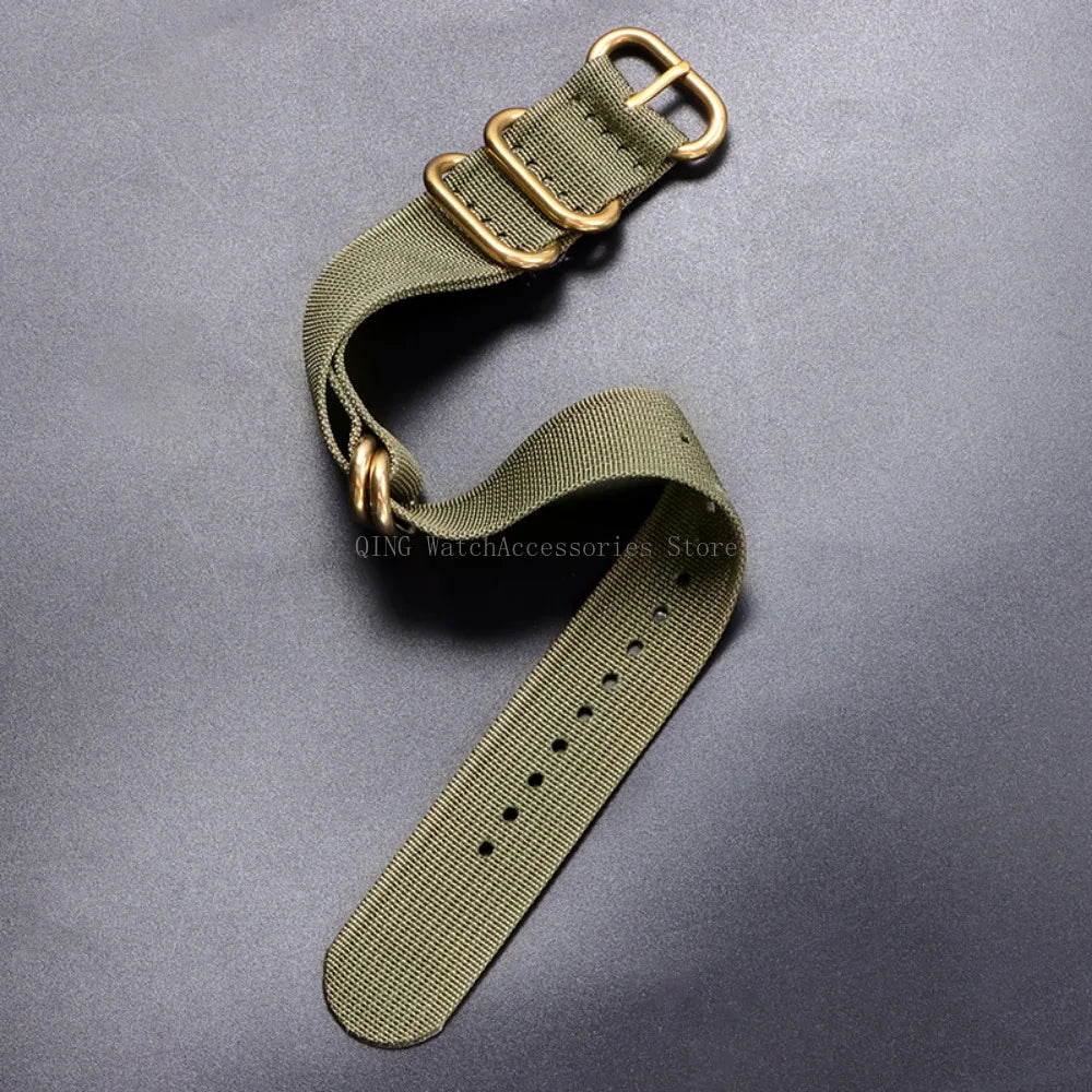 5-Ring Gold Buckle Nylon Watch Band