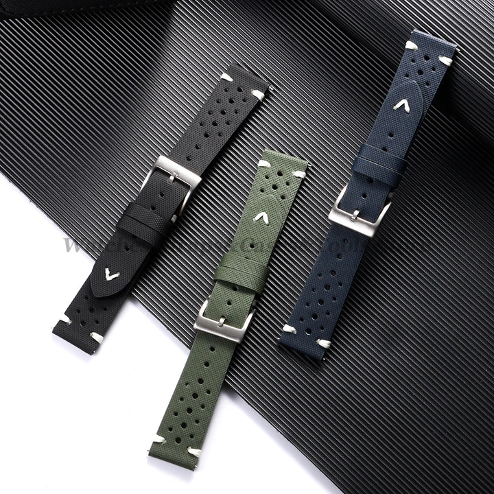 Premium Nylon Sailcloth Watch Strap 18mm 20mm 22mm Band Quick Release Perforated Breathable Watchband for Men's Women Wristbelts