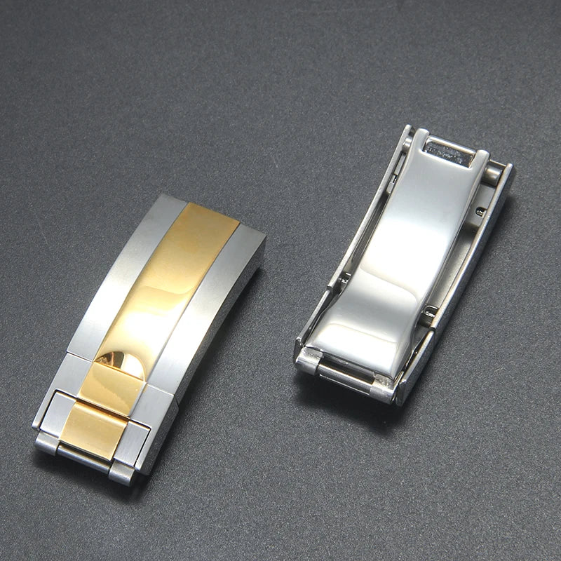 Rolex Daytona Stainless Steel Folding Buckle – Black & Rose Gold, 9×9 /