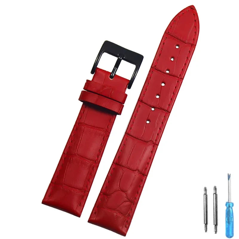Genuine Leather Watch Strap – 14–24mm with Steel Buckle & Tool