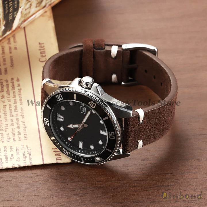 Suede Leather Vintage Watch Strap – 18/20/22mm, Blue Quick-Release