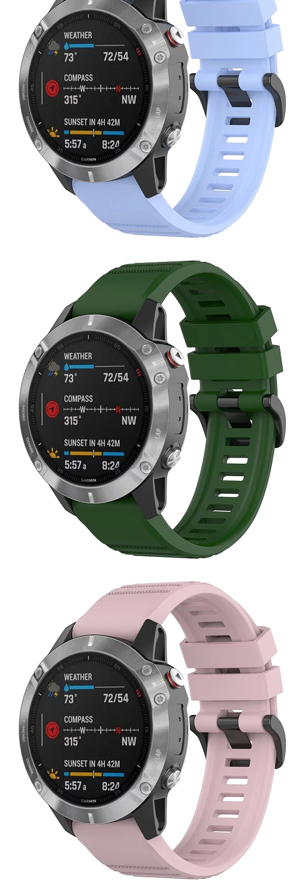 QuickFit Silicone Watch Strap 20/22/26mm for Garmin Fenix & Tactix Series