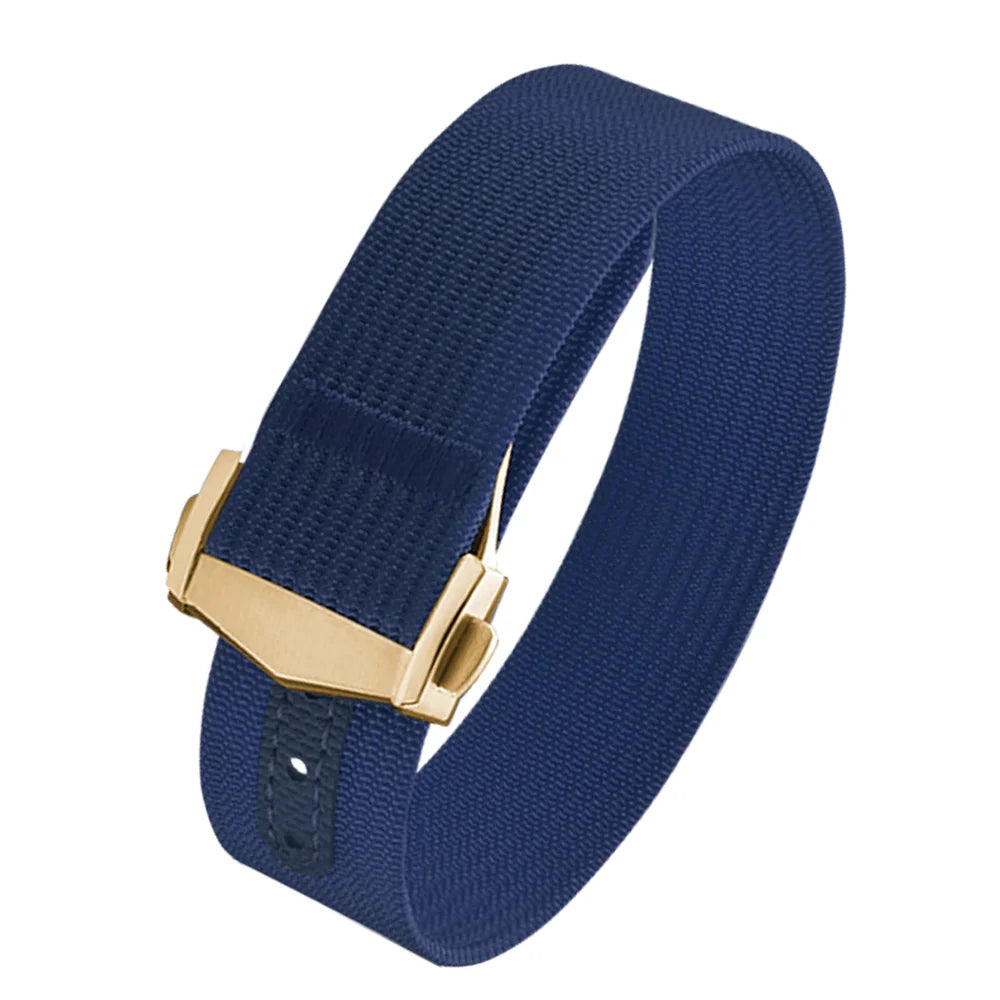 JUELONG Canvas Sailcloth Watch Strap 18mm 20mm 22mm Rubber Hole Sport Waterproof Folding Buckle Watchband For Omega Swatch Moon