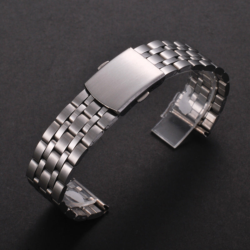 Universal Stainless Steel Watch Strap with Folding Buckle (18–22mm)