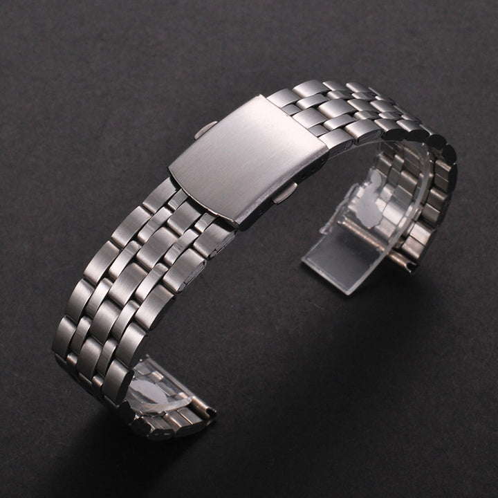 Universal Stainless Steel Watch Strap with Folding Buckle (18–22mm)