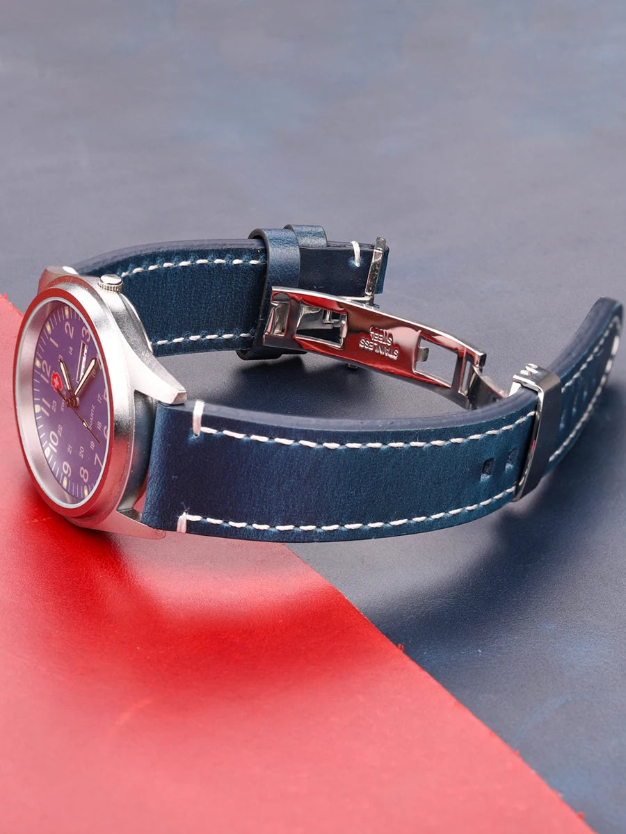 Genuine Leather Watch Strap Bracelet 7 Colors Quick Release Watchband 18 20 22 24mm Bracelet Butterfly Buckle Band