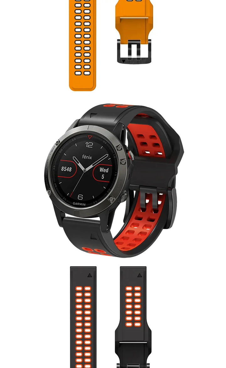 Quick-Release Silicone Strap for Garmin Fenix & Forerunner (22-26mm)