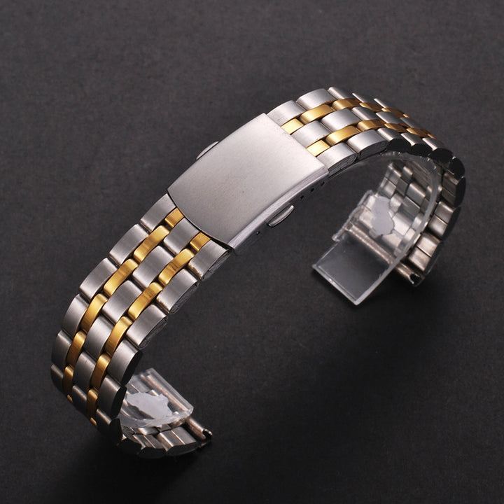 Universal Stainless Steel Watch Strap with Folding Buckle (18–22mm)