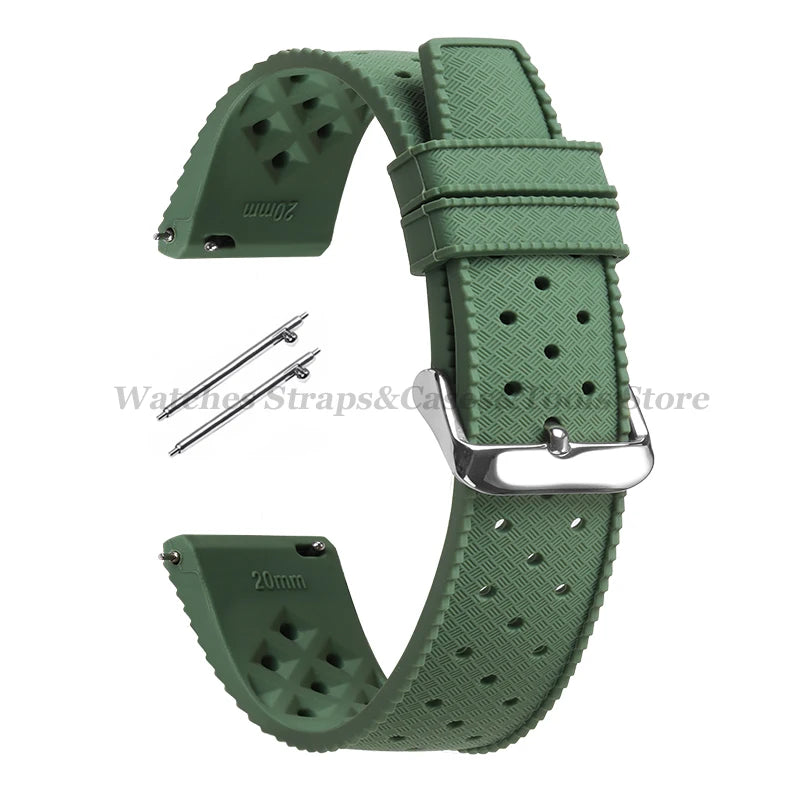 Tropical Silicone Watch Band Quick Release Strap 18mm 20mm 22mm for Oris for Seiko for Citizen Rubber Tropic Smart Watch Straps