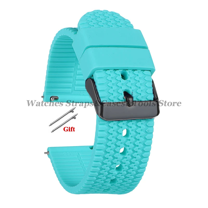 Soft Silicone Rubber Watch Band 18–24mm for Omega & Huawei (Quick