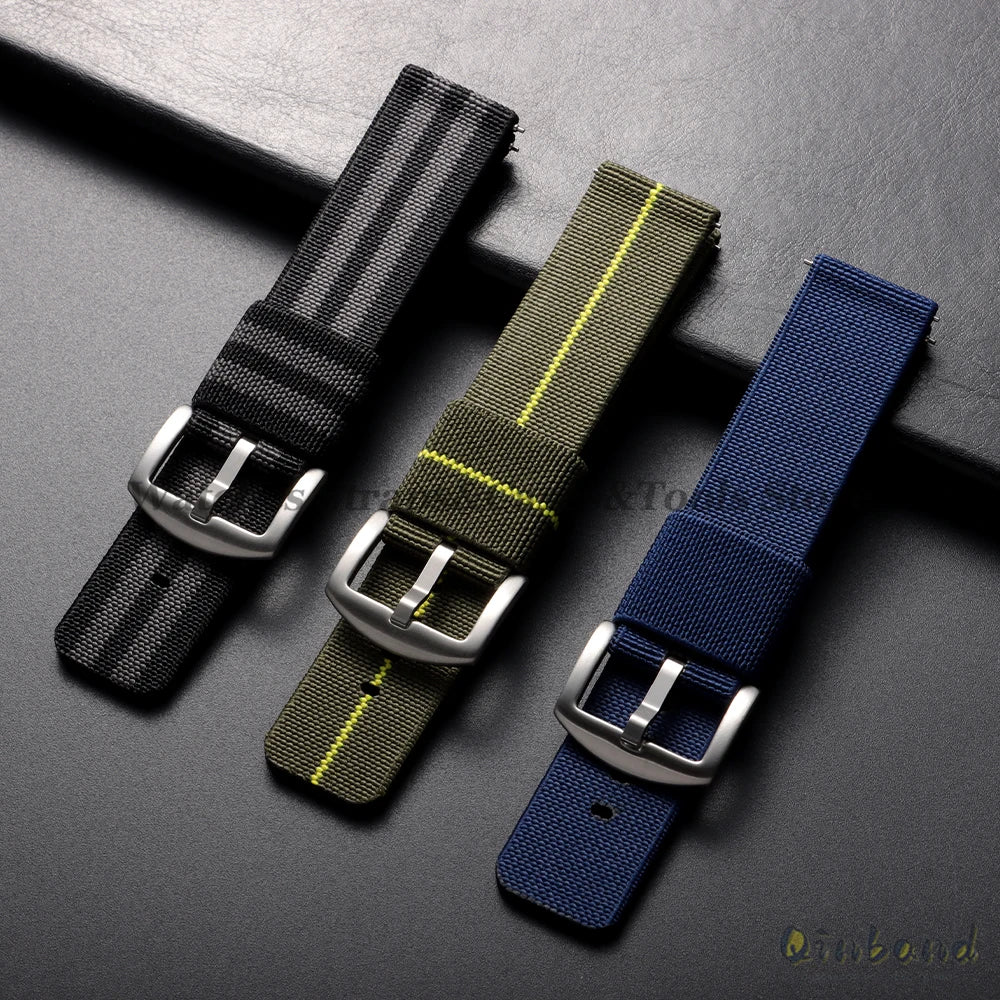 Nylon Watch Band 18mm 20mm 22mm 24mm Woven Elastic Strap for Seiko for Omega Quick Release Wristband Military Men's Sport Bands