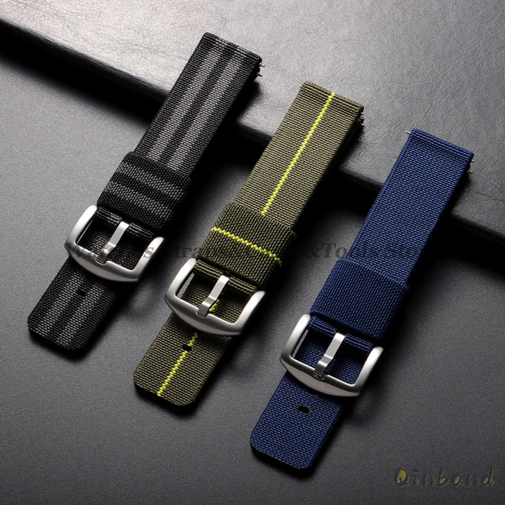 Nylon Watch Band 18mm 20mm 22mm 24mm Woven Elastic Strap for Seiko for Omega Quick Release Wristband Military Men's Sport Bands