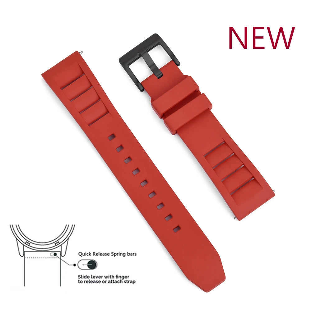 Premium Fluoro Rubber Watch Band Quick Release FKM Rubber Watch Strap 20mm 22mm Watch Strap Watch Replacement Watchband